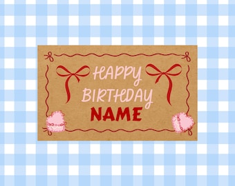 Coquette Birthday Banner Template | Bow Theme, Editable Canva (Digital Download 36x60in)