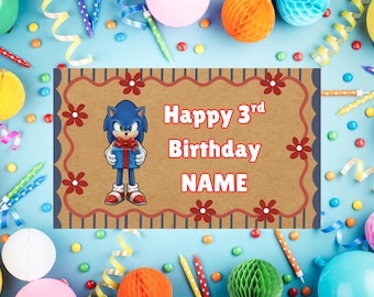 Sonic Birthday Banner | Editable Kids Party Decoration (Instant Download)