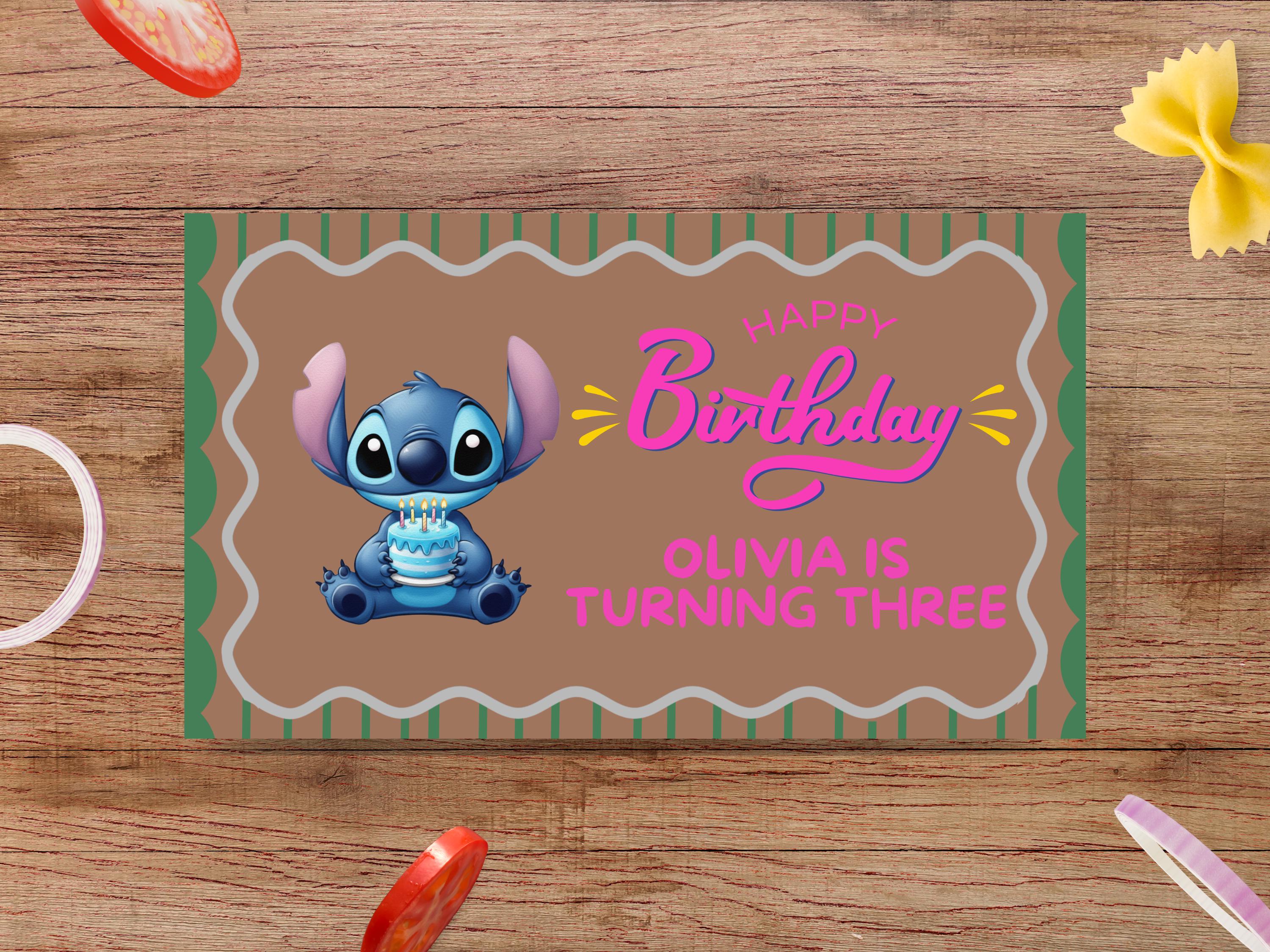 Stitch Birthday Banner, Editable Canva Template (digital Download) - Etsy