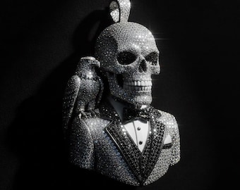 Luxury Skull Chain with Eagle Design, Iced Out Hip Hop Jewelry, Silver or Gold