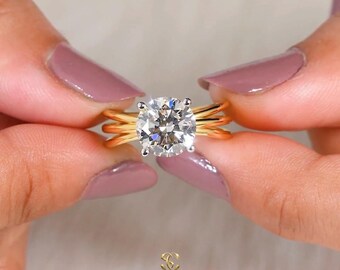 3 Carat Round Solitaire Engagement Ring, IGI Lab Grown Diamond, Minimalist Gold Promise Ring