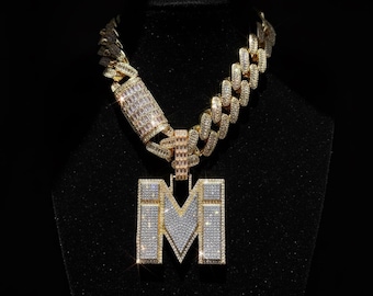 Custom Diamond Initial Necklace, Sterling Silver or Gold Alphabet Pendant