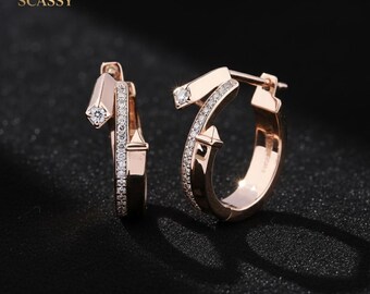 Lab Grown Diamond Huggie Hoop Earrings, Solid Gold Cartilage Hoops