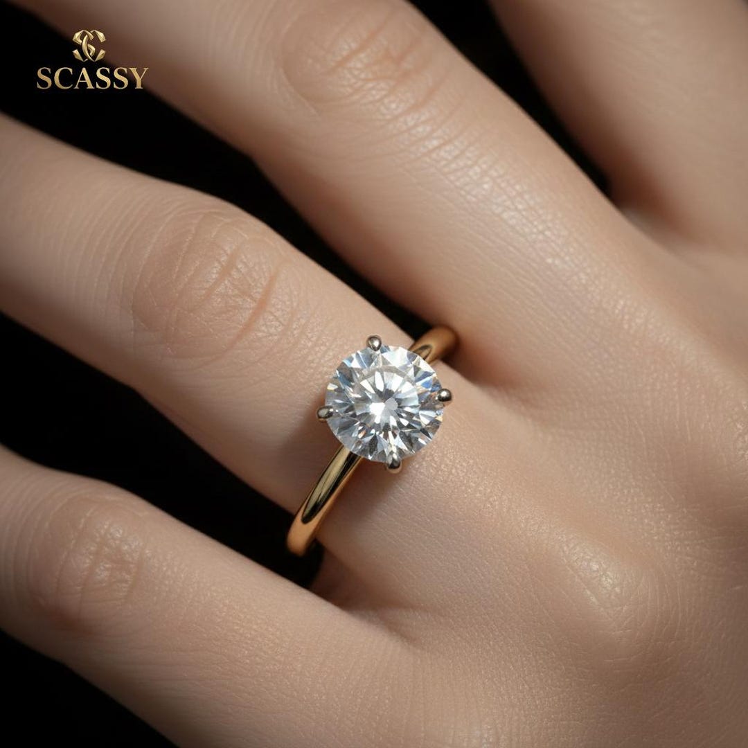 2 Carat Lab Grown Diamond Solitaire Ring, Solid Gold Engagement Ring - Etsy