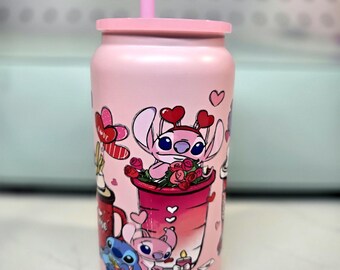 Stitch Valentine 16 oz Stainless Steel Mason Jar