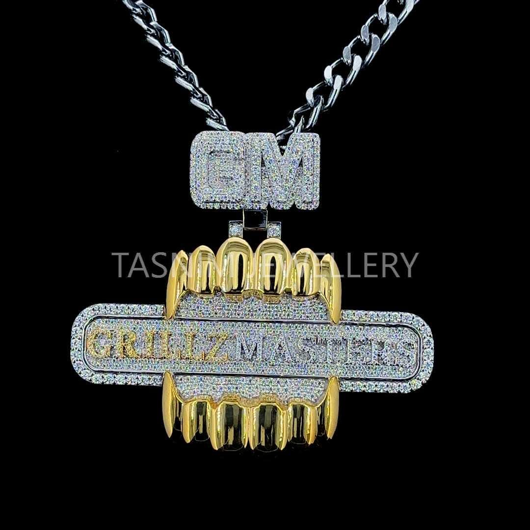 Moissanite Diamond Iced Out Custom Silver GRILLZ MASTERS Letters ...