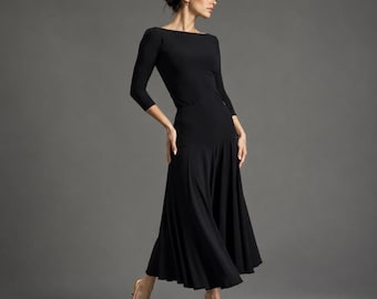 Classic Ballroom Practice Skirt – High-Waisted Flared Dance Skirt