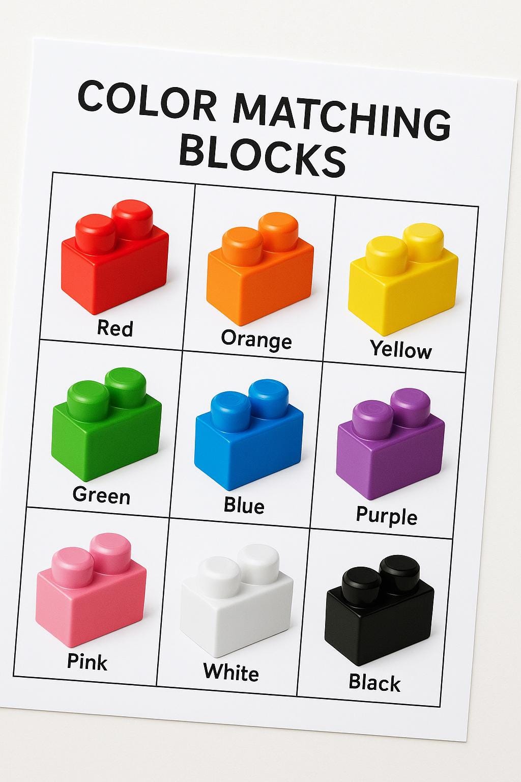 Color Matching Printable for Kids | Montessori Sorting Blocks ...