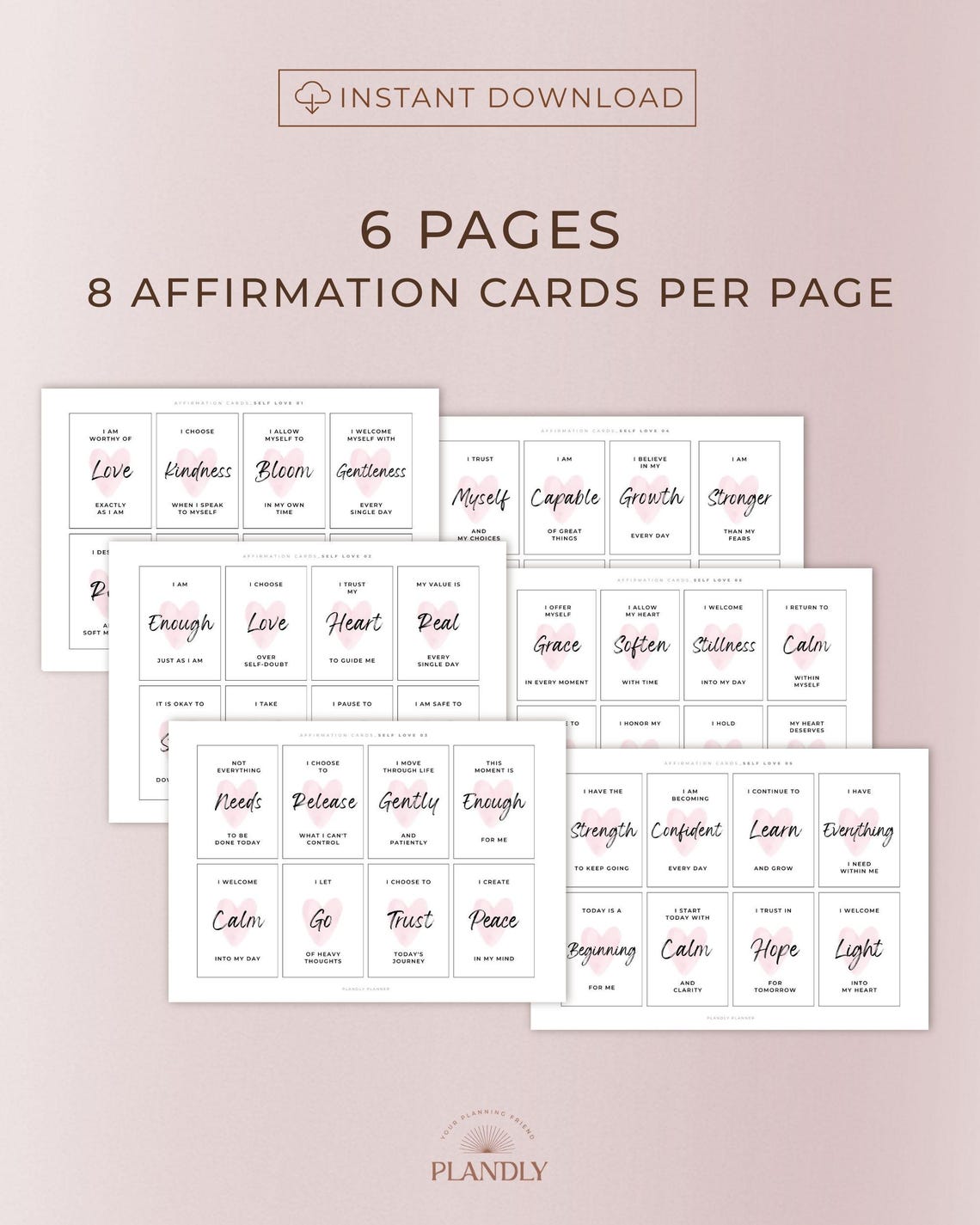 Self Love Affirmation Cards Printable Positive Affirmation Cards Deck ...