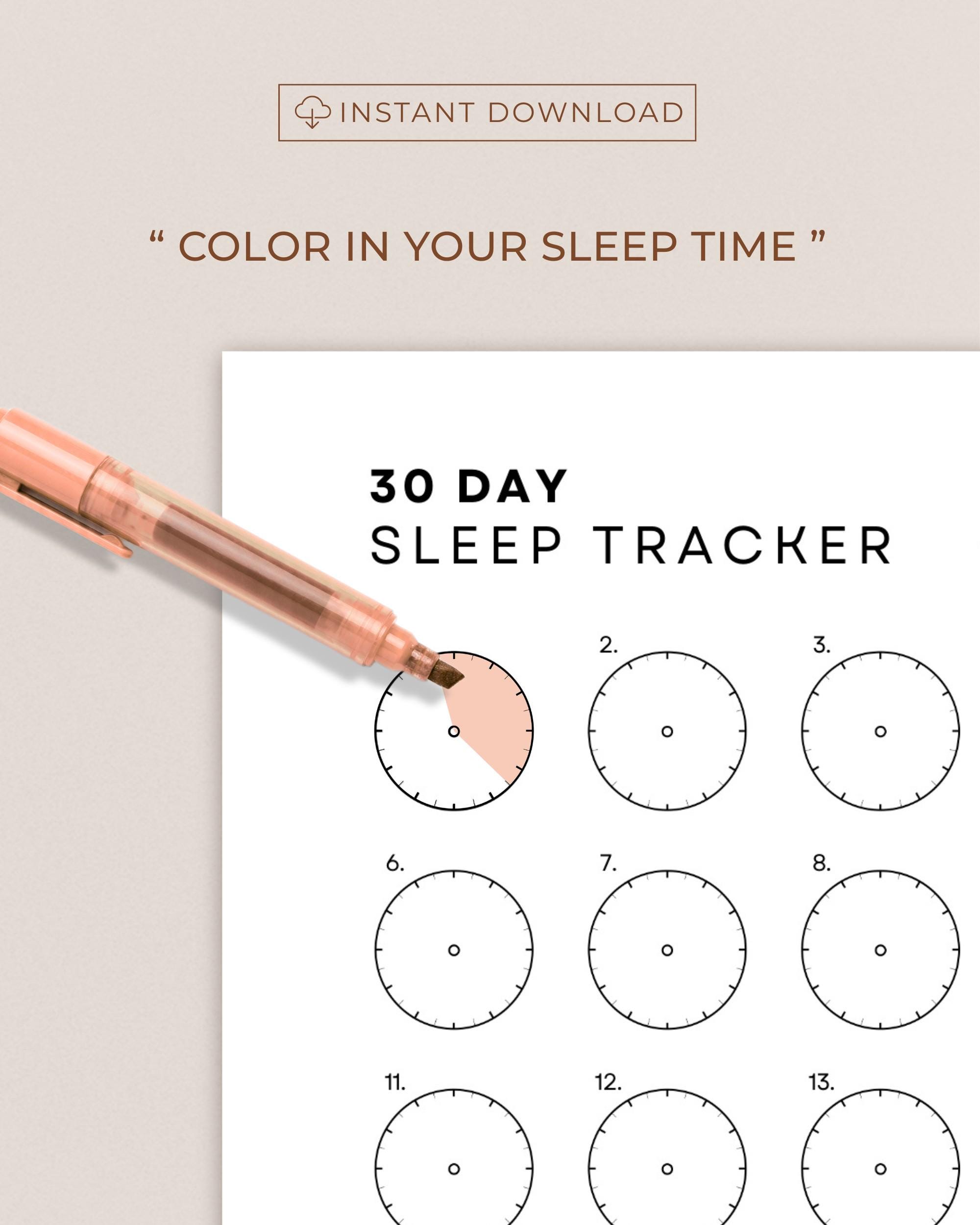Sleep Tracker Printable Monthly Sleep Log, Sleep Hours Quality Cycle ...