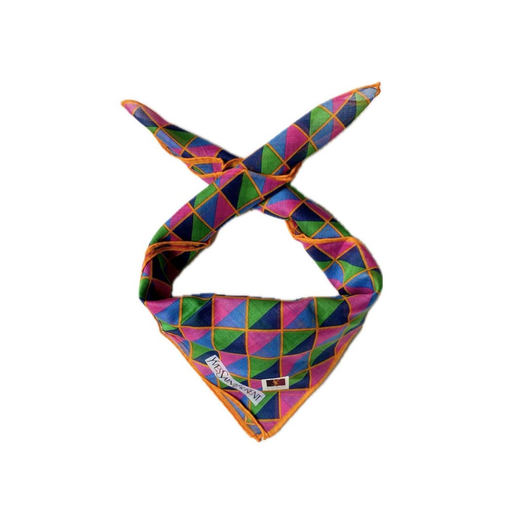 Ysl Geometry Pattern Vintage Yves Saint Laurent YSL Pink Blue Green Triangles Geometric ...