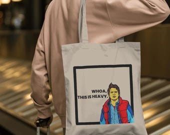 Back to the Future "Whoa This Is Heavy" Funny Tote Bag | Marty McFly Canvas Tote