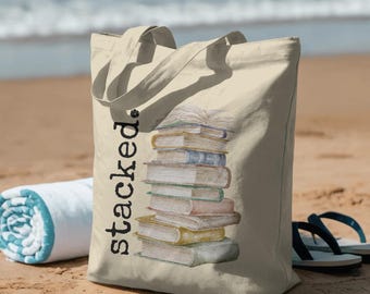 Bolso de tela personalizado con humor literario / Apilable / Para amantes de la biblioteca / Bolso para el día a día