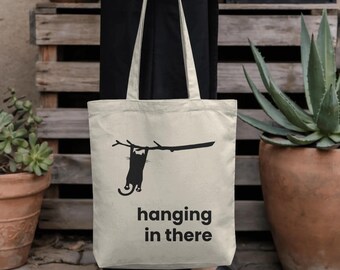 Borsa tote/tela per la spesa con illustrazione di un gatto che resiste, citazione divertente sugli animali domestici