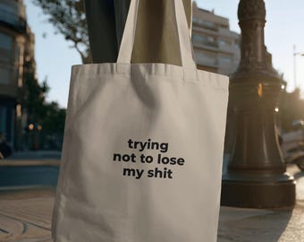 tratando de no perder la cabeza Bolso de mano divertido / Bolso de lona minimalista