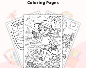 Más de 45 páginas para colorear de vacaciones, libro para colorear de viajes para adultos, hojas de actividades de aventura, diseño de viaje alrededor del mundo, PDF de viajes imprimible