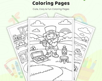 55+ St. Patrick's Day Coloring Pages, Leprechaun Coloring Sheets, Lucky Shamrock Coloring Book, Kids Irish Activities, Printable PDF
