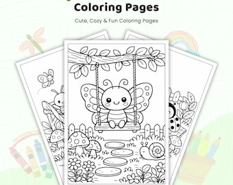25+ Tiny Garden Creatures Coloring Pages, Garden Animals, Insect Garden Critters, Mini Fairy Garden Art, Printable Coloring Sheets PDF