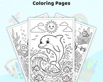 Más de 40 páginas para colorear de vida marina, intrincados diseños submarinos, ilustraciones de criaturas marinas para adultos, arte marino detallado, libro para colorear del océano en PDF.