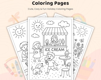 Summer Coloring Pages PDF | Vintage Designs | Printable Coloring Book for Kids Teens Adults