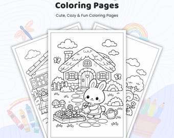 35+ Cozy Cottage Life Coloring Pages, Cottagecore Animal Coloring Book, Cozy Village Garden Sheets, Cute Countryside Scenes, Printable PDF