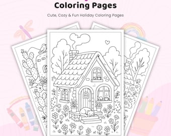 27+ Cozy House Coloring Pages, Cute Cozy Cottage Home Coloring Sheets for Kids Adults, Printable Cozy House Coloring Pages PDF