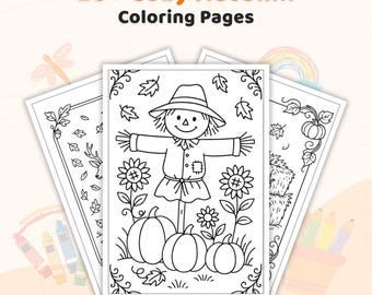 20+ Cozy Autumn Coloring Pages, Kids Fall Animals Coloring Book, Cute Woodland Activity Sheets, Printable Fall Coloring Pages PDF