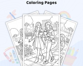 30+ School Friends Coloring Pages, Adult Friendship Coloring Book, College Best Friends Sheets, Student Life, Trendy Printable PDF