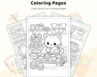 30+ Animal Bakery Coloring Pages, Cute Kawaii Baking Book, Dessert Pastry Activity Sheets, Kitchen Chef Pages, Printable Bakery Sheets PDF