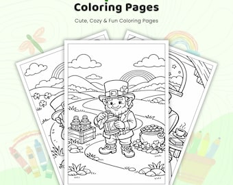 50+ Leprechaun Coloring Pages, Lucky St Patricks Day Sheets, Leprechaun Gold, Lucky Charm Hat, Printable Leprechaun Coloring Pages PDF