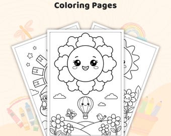 Más de 35 páginas para colorear con temática solar, libro detallado sobre el sol, láminas con motivos de la naturaleza, arte de mandalas sobre el clima, láminas para colorear para adultos imprimibles en PDF.