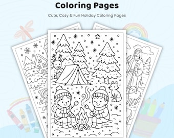Winter Coloring Pages for Kids and Adults, Cute Winter Coloring Book, 40+ Simple Snowy Sheets, Winter Break Activity PDF