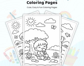 35+ Sunny Spring Days Coloring Pages, Kids Springtime Fun, Outdoor Play Nature Sheets, Easy Spring Coloring, Printable Coloring Pages PDF