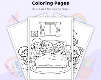 40+ Mom and Kids Daily Life Coloring Pages, Family Daily Routine Sheets, Mother and Children Activity Pages, Family Bonding, Printable PDF