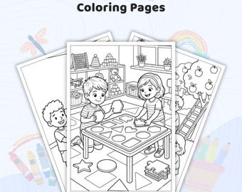 35+ Learning Fun Coloring Pages, Kids Educational Book, STEM Activity Sheets, Preschool Worksheet, Printable Classroom Coloring PDF