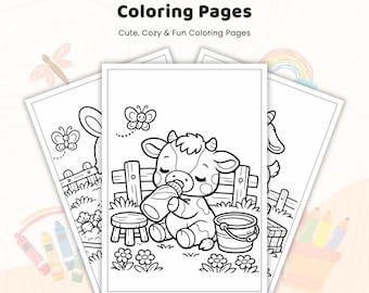 35+ Baby Farm Animal Adventures Coloring Pages, Farm Animal Sheets, Barnyard Baby Activity, Kids Farm Animal Book, Printable PDF Intent