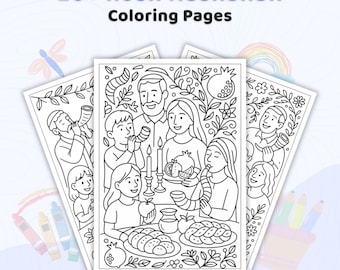20+ Rosh Hashanah Coloring Pages, Jewish Holiday Coloring Sheets, Printable High Holiday Activities for Kids, Instant Digital Download