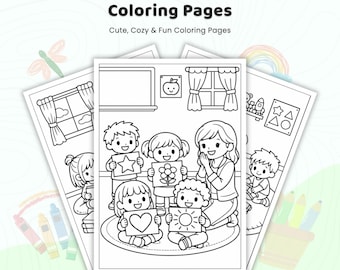 35+ Classroom Fun Learning Coloring Pages, School Life Activity Sheets, Teacher Student Education, Back to School Activity, Printable PDF