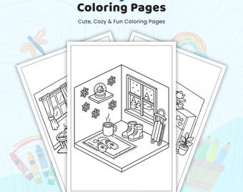 45+ Cozy Corner Coloring Pages, Color Book for Relaxation, Home Room Coloring, Comfy Times Stress Relief Printable Art PDF