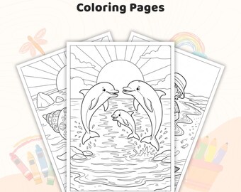 35+ Beach Sunset Coloring Pages, Kids Tropical Ocean Book, Summer Vacation Sheets, Fun Seaside Animal Printables, Beach Coloring PDF