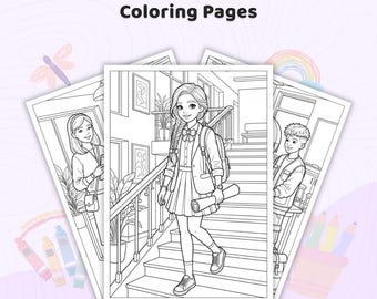 30+ School Fashion Coloring Pages, Adult Fashion Book, Student Outfit Sheets, Trendy Campus Life, Printable PDF