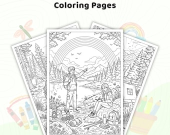 40+ Camping and Outdoor Adventures Coloring Pages, Forest Nature Activity Sheets, Printable Camping Coloring Sheets PDF, Instant Download