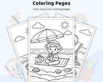 35+ Beach and Sunshine Days Coloring Pages, Kids Summer Coloring Book, Ocean Activity Sheets, Sandcastle Coloring, Beach Coloring Sheets PDF