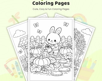 45+ Cozy Garden Life Coloring Pages, Spring Garden Color Book, Animal Sheets, Printable Garden Cottage Pages PDF, Instant Download