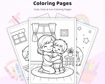 35+ Love You Mom Moments Coloring Pages, Heartwarming Mother Child Scenes, Sweet Family Appreciation, Mom Love, Printable Mom Pages PDF