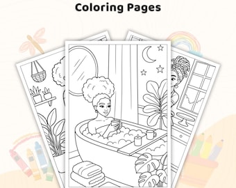 Páginas para colorear sobre el estilo de vida de las mujeres negras, libro de autocuidado para adultos (descarga en PDF)