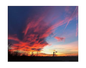 Poster on the Road Interior Decoration Sunset Sky Red Evening