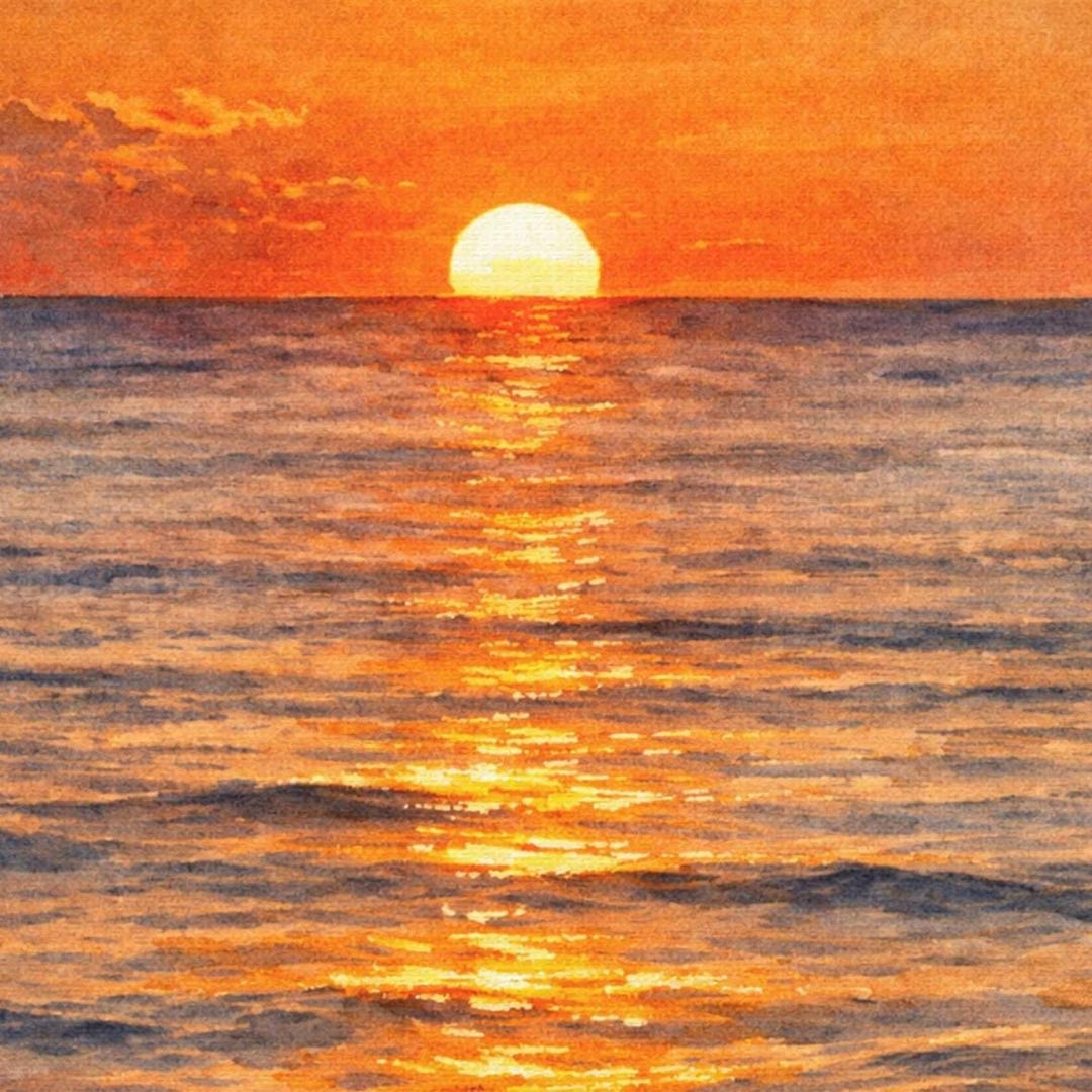 Vibrant Sunset Over Beach Waves | Colorful Sunset Over Ocean Canvas - Etsy