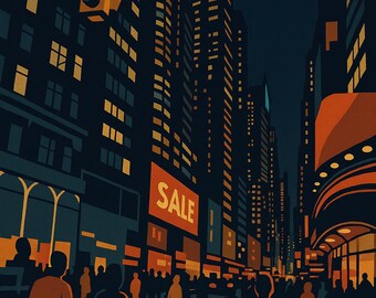 Times Square Night Photography Print, NYC Urban Wall Art (Digital Download)