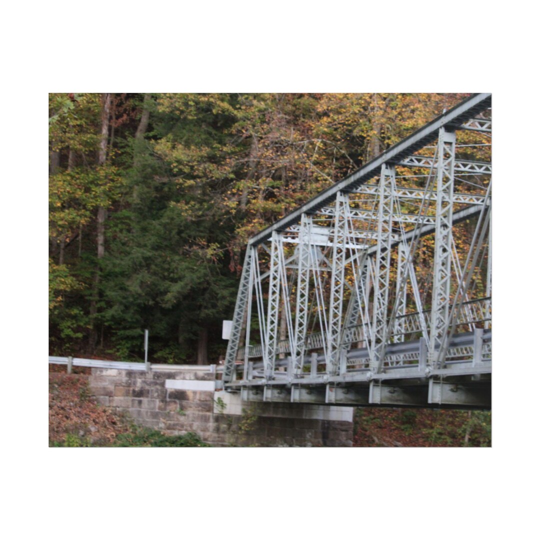 Historic Steel Truss Bridge Rolled Poster | Autumn River Landscape - Etsy